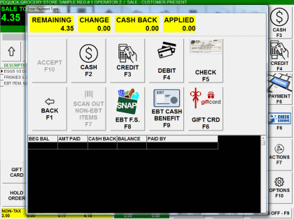 PDQuick Integrated Terminal EBT Payment Screen